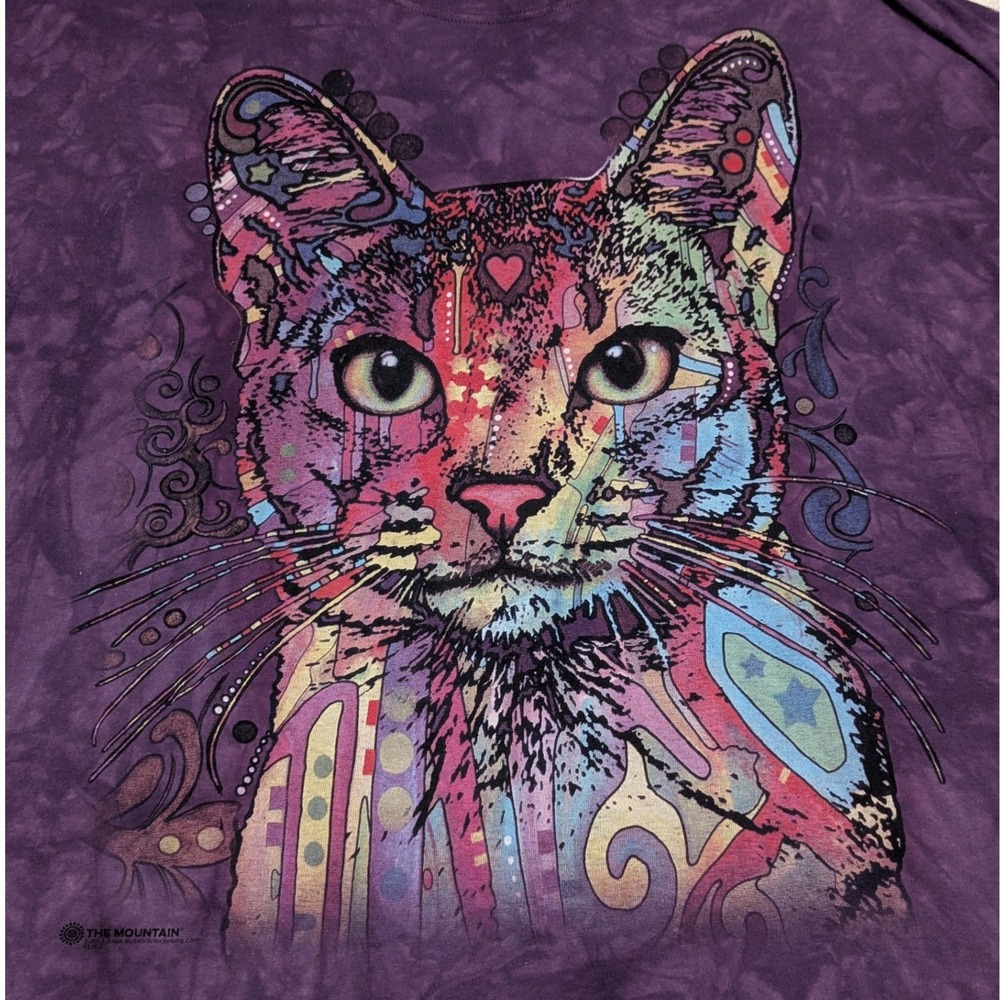 The Mountain Abyssinian Cat T Shirt Sz 4XL Purple Tie Dye Graphic Tee Animal Art
